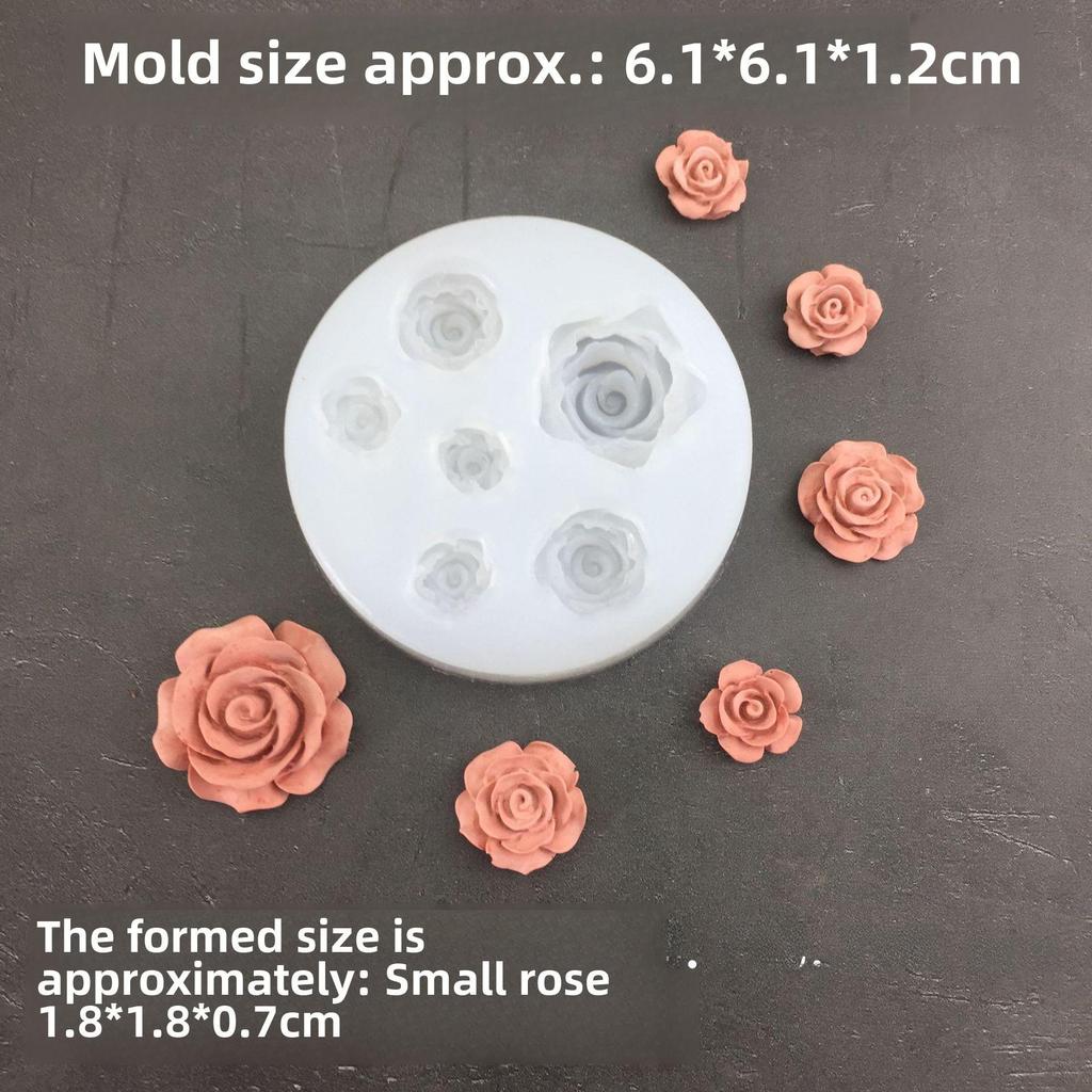 6-in-1 Rose with Leaves Mold: For Plaster, Resin, Mousse, and Aromatherapy
