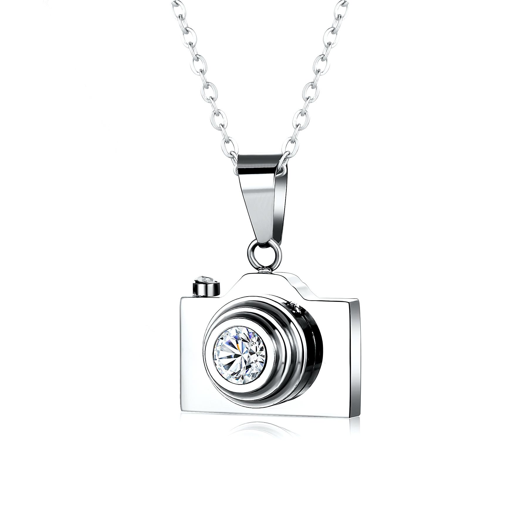 New Fashion Jewelry Camera Necklaces Pendants Black / Steel Colors Lovely Stainless Steel серебряный