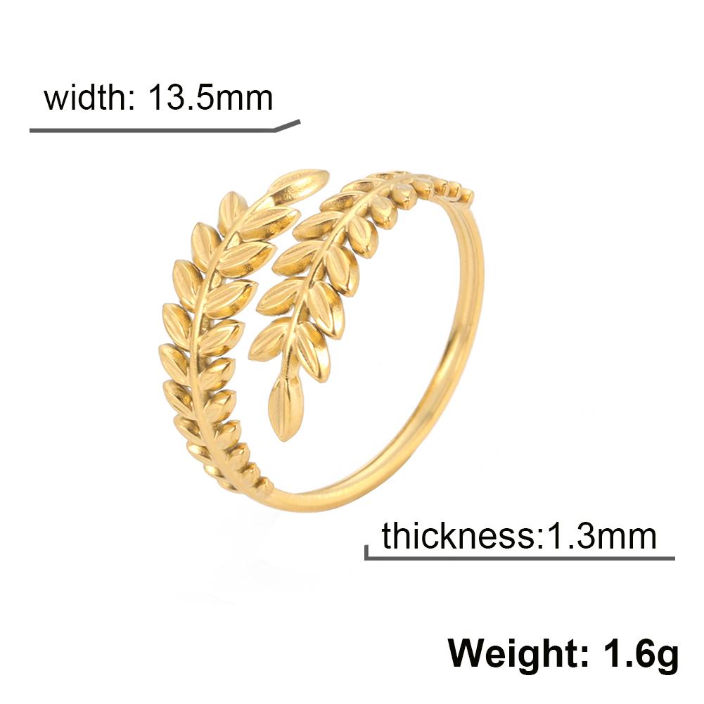 Cazador Ear of Wheat Leaves Open Rings for Women Stainless Steel Rings Jewelry Anniversary Birthday Wedding Gifts 2026 Trend