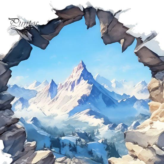 Modern Minimalist Room Decor Snow Peak Wall Sticker, 3D Landscape Decorative Decal, Durable Mountain Stickers PVC Waterproof Window Film, for