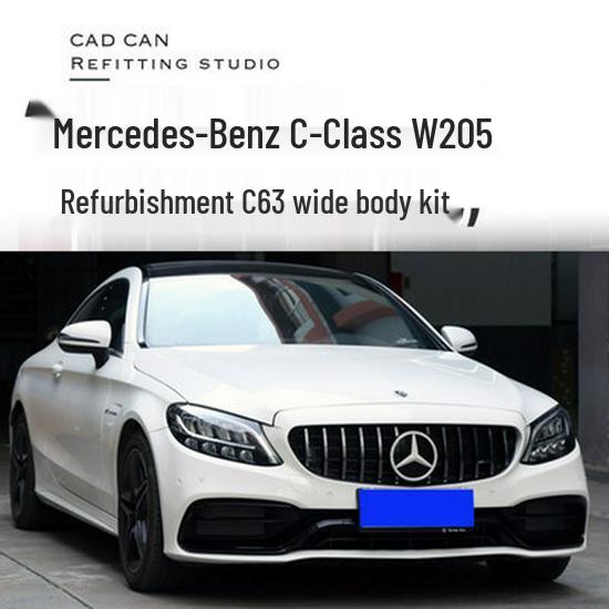 W205 Mercedes-Benz C-Class Coupe C260L to C63 AMG/C65 Wide Body Kit: Front & Rear Bumpers