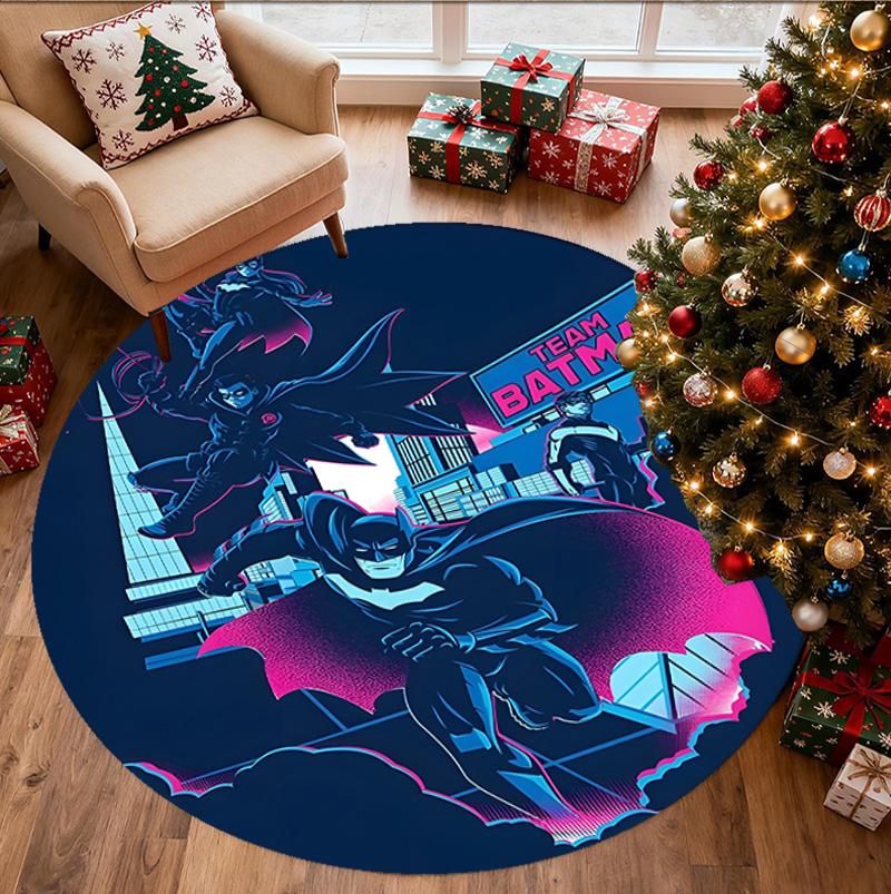 Batman Pattern Round Rug, Indoor/Outdoor Mat, for Picnic, Gameroom, Bedroom, Office, Living Room, Home Decor Carpet, Birthday Gift
