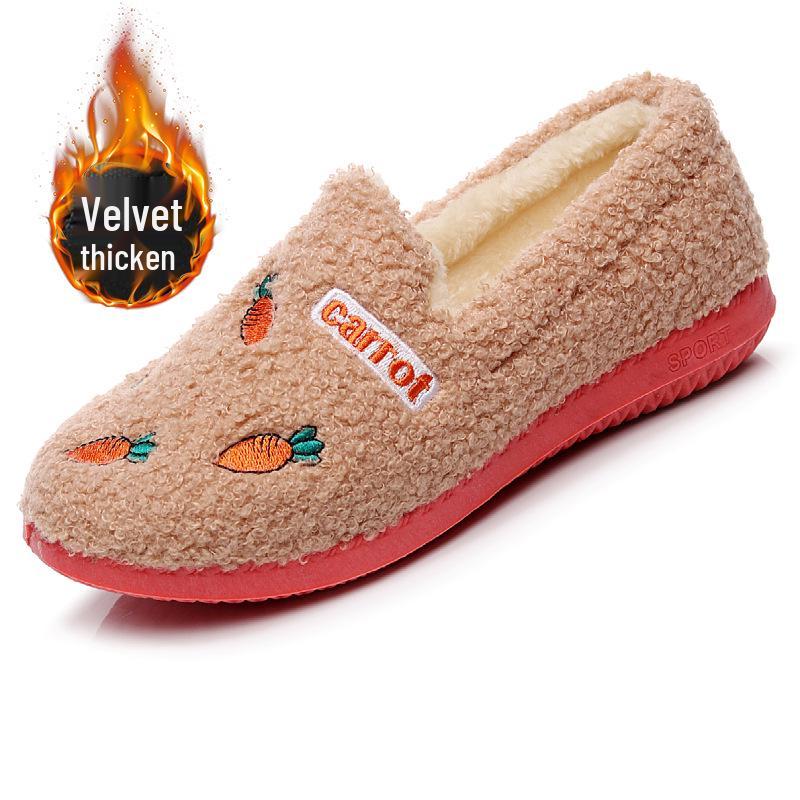 Korean-Style Women's Plush Winter Slippers – Furry, Warm, Non-Slip, Versatile