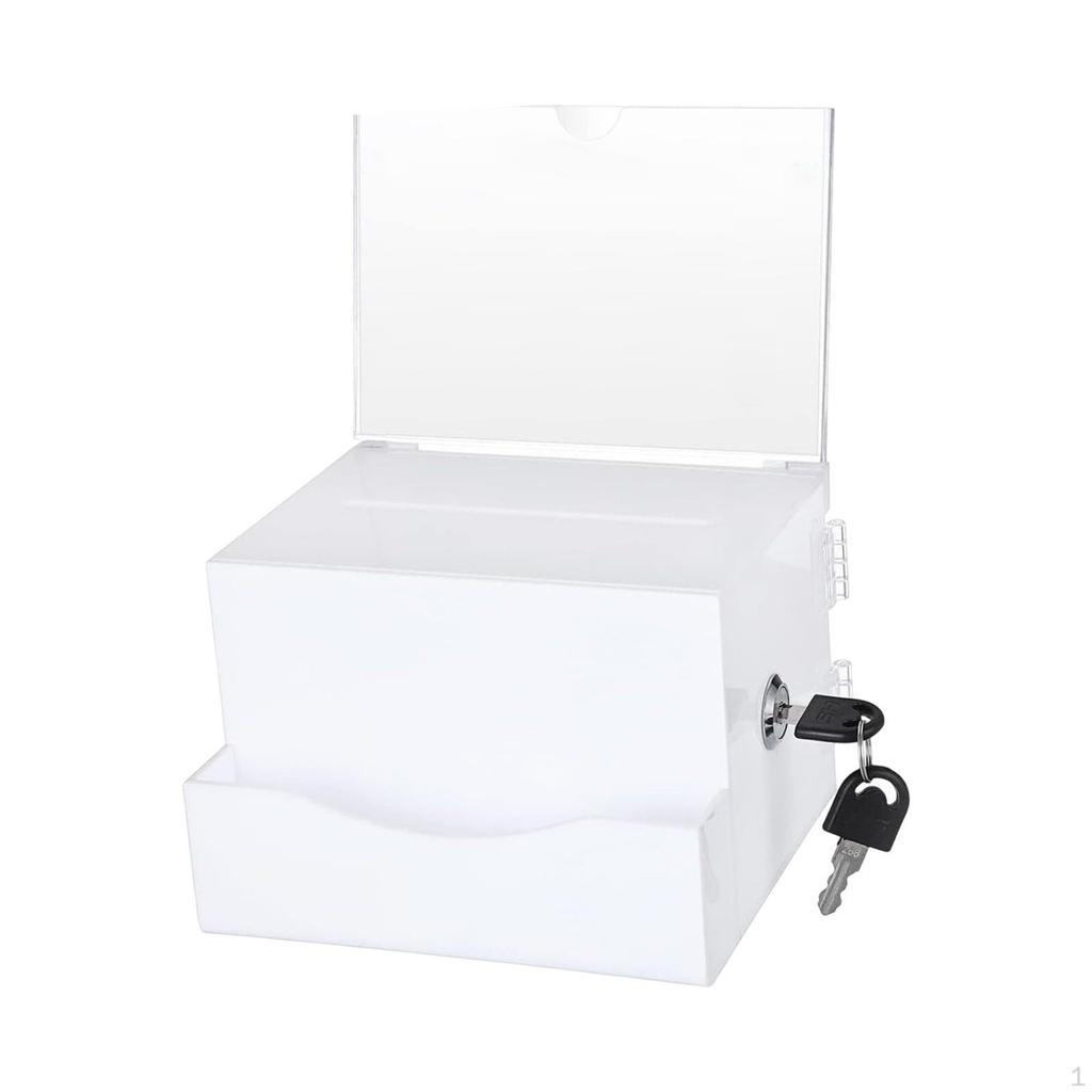 Acrylic Donation -Box COOLING CASE Container Fundraising Ticket Raffle with Lock