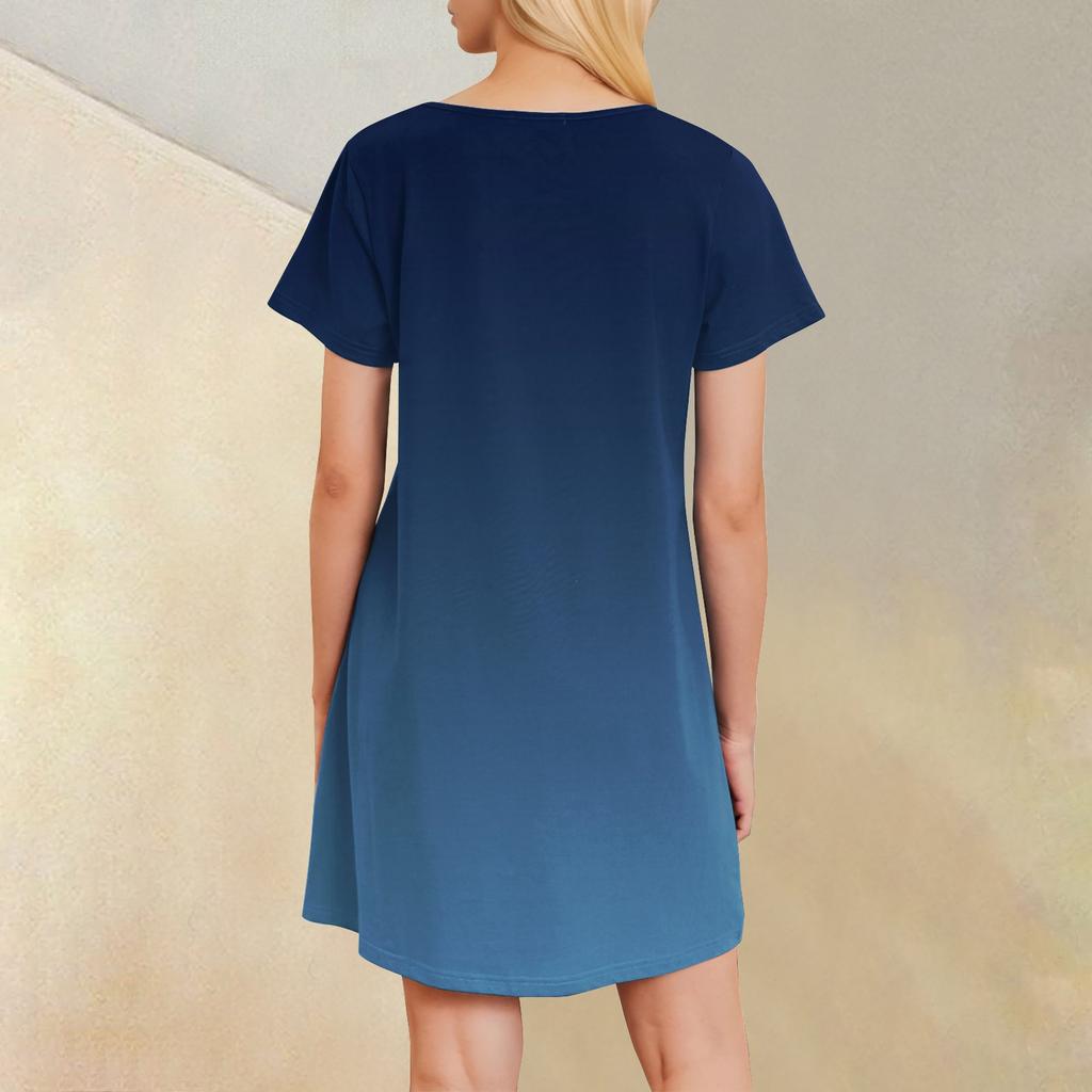 Womens Summer Dresses Short Sleeve Linen Casual T-Shirt Dresses Swing Beach Midi Dress Sundresses With Pockets