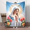 1PC Praying Virgin with Roses Print Blanket Warm Soft Fluffy Kids and Adult Sofa Bed Throw Blanket Outdoor Travel Camping RV