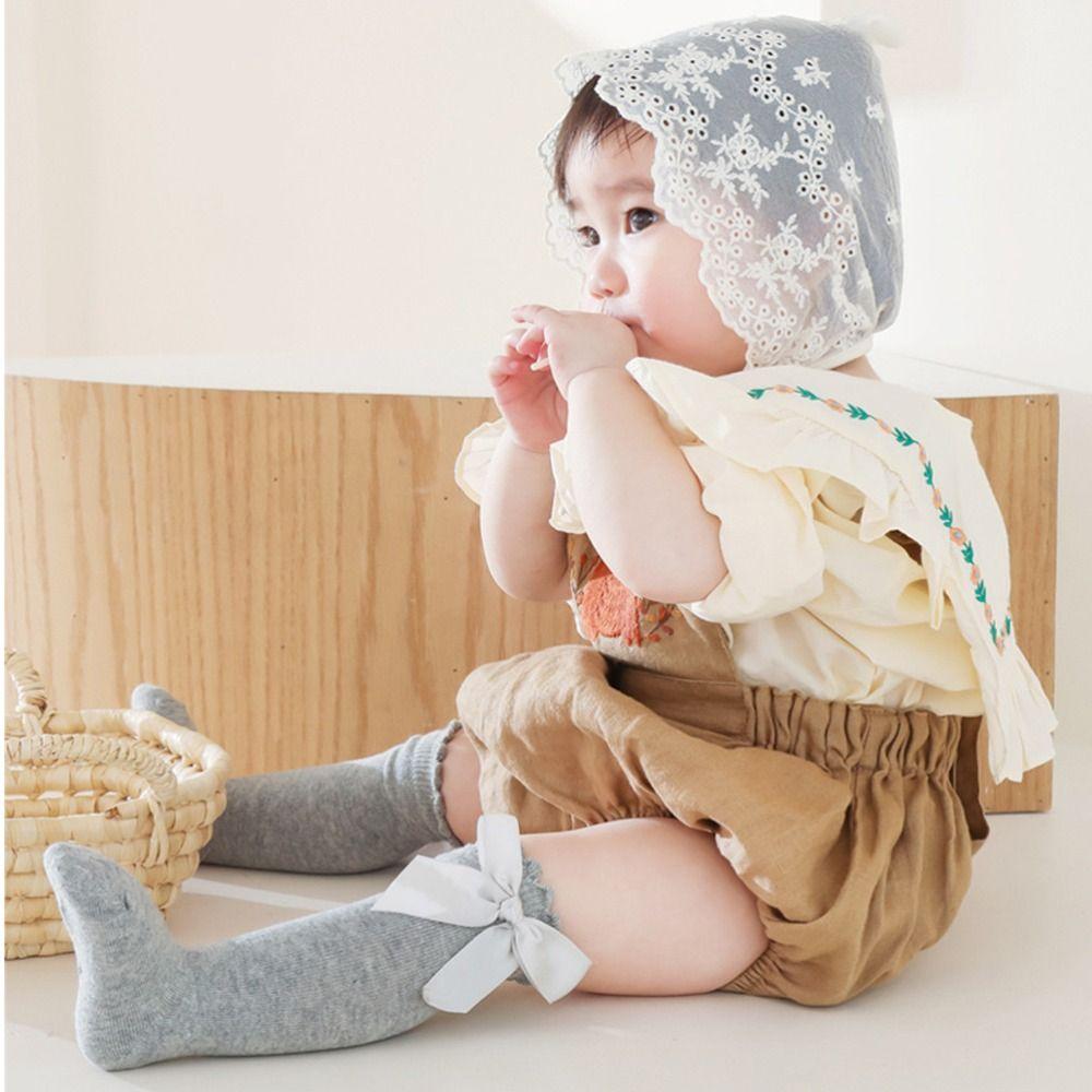 2Pairs Jacquard Bow Socks Cotton Knee Socks Comfortable Princess Socks  Girls Students Baby