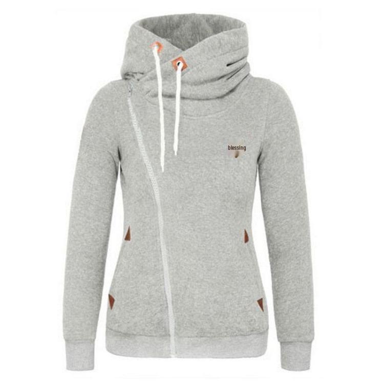 Womens Sports Jacket with Side Zipper Hooded Cardigan