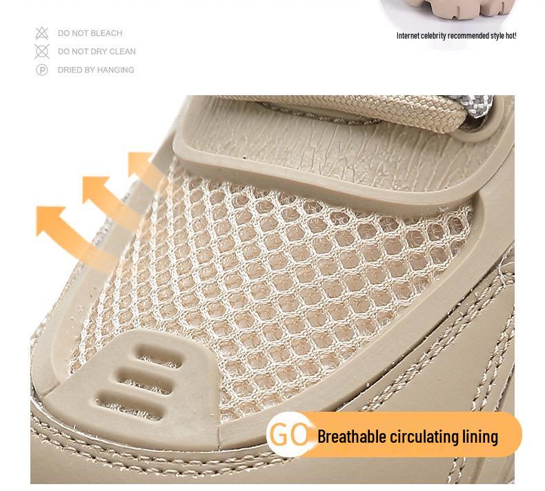 Women's Genuine Leather Height-Increasing Platform Dad Shoes - Breathable, Mesh, Hidden Heel for Autumn & Winter