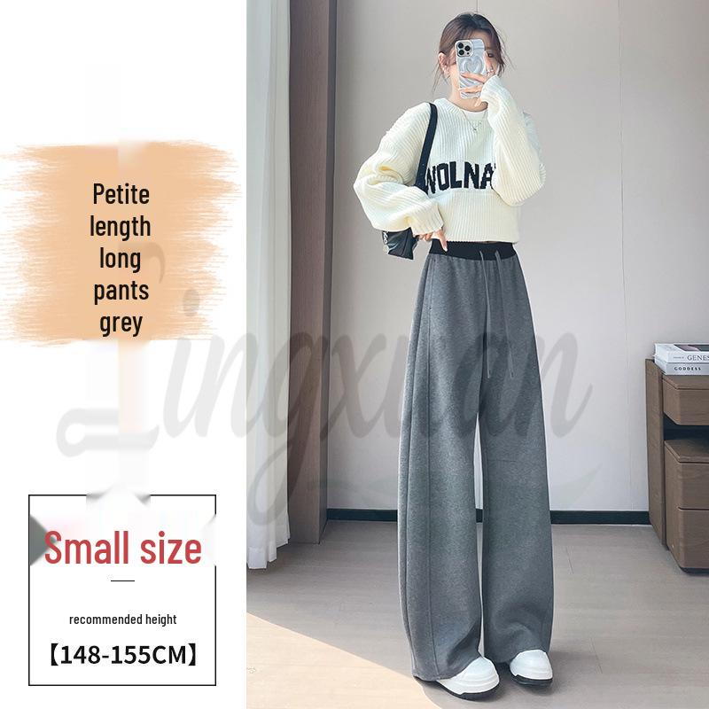 2026 Autumn/Winter Women's High Waist Loose Casual Sweatpants, Plus Velvet Wide Leg Cropped Pants.