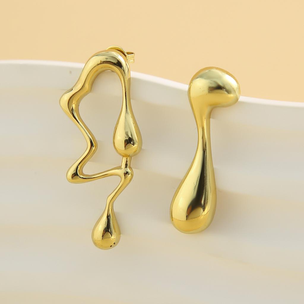 Spice Girl Wind Lava Sweet Cool Geometric Earrings Irregular Liquid Water Drop Stud Earrings Jewelry