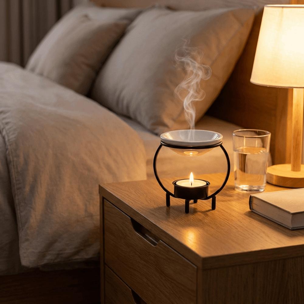 Portable Essential Oil Burner Iron Fragrance Burner Modern Aromatherapy Lamp  Yoga Practice