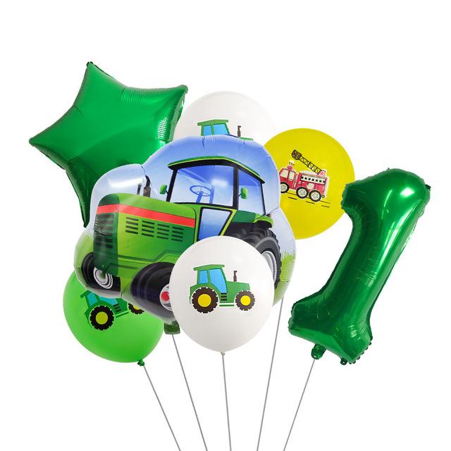 Green Tractor Birthday Decoration Tableware Balloons Cup Plate Truck Vehicle Excavator Kids Boys Party Favors Gift Baby Shower