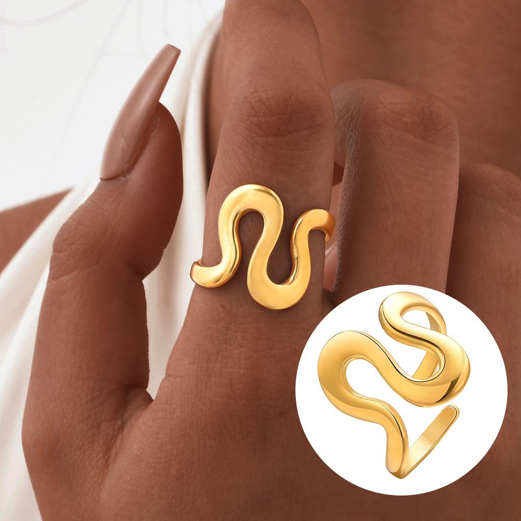Bagues Ouvertes Imperméables en Acier Inoxydable Réglables pour Femmes, Bague Géométrique Irrégulière Minimaliste Cadeaux d'Anniversaire