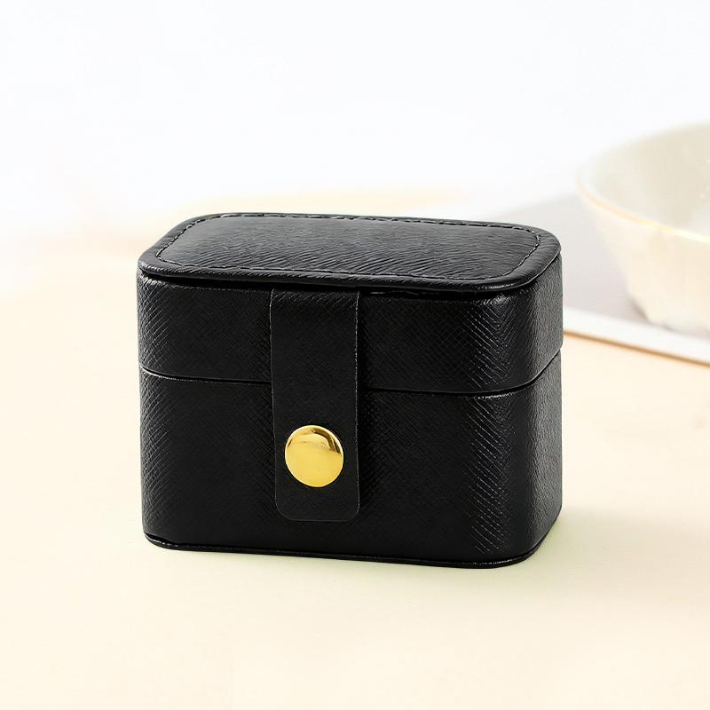 2Pcs Mini Portable Small Jewelry Storage Bag Travel Simple Leather Ring Necklace Earrings Storage Box Organizer Display Gift Box