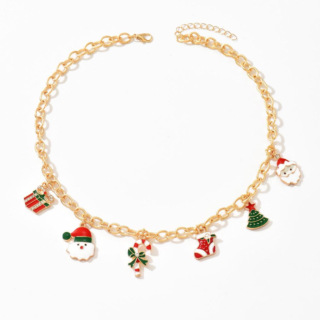 Christmas Themed Necklace With Drop Oil Finish And Seasonal Charm For Women