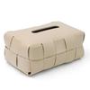 Checkered Tissue Box, with Flip-Open Top, PU Leather Tissue Holder, Stain-Proof Facial Tissue Dispenser, for Bathroom Car Bedroom
