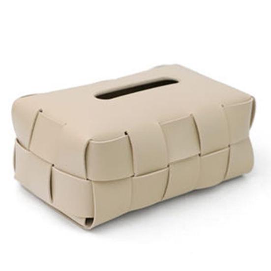 Checkered Tissue Box, with Flip-Open Top, PU Leather Tissue Holder, Stain-Proof Facial Tissue Dispenser, for Bathroom Car Bedroom