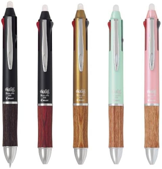 PILOT Frixion Ball 3 Wood Ballpoint Soft LKFB2SEFSG Multi-Color Pen, 0.5mm, Green,