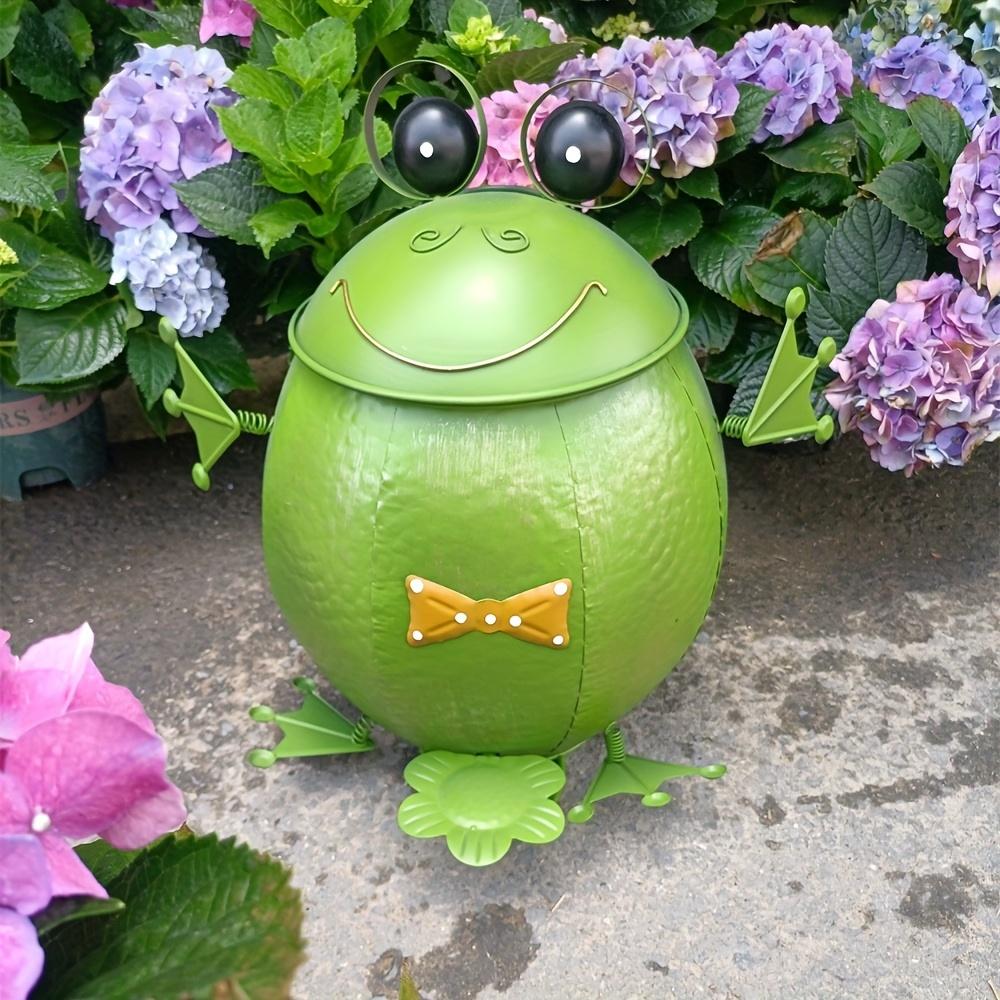 1 Rustproof Iron Frog Trash Can , Outdoor Garden Lawn Decorative Bin, Rain-Resistant Photo Prop for Courtyard and Airbnb Decoration