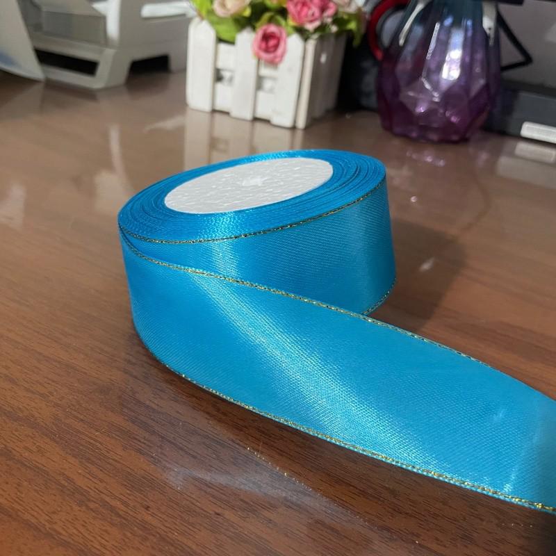 

Gold Edge Satin Ribbon: 4cm Handmade DIY Rose, Wedding Cake & Gift Decoration Streamer.