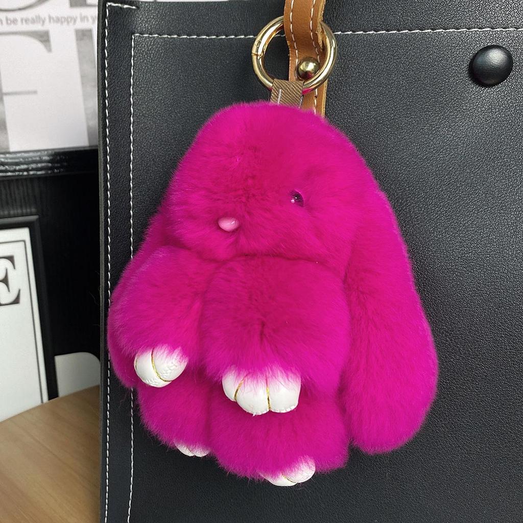 Mini Rex Rabbit Fur Pom Pom Keychain Bag Charm Keyring