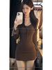 American Spice Girl Style Square Neck Dress Women's Autumn New Super Good-looking Little Mom Style Buttocks Short Skirt with Bottom Skirt Inside