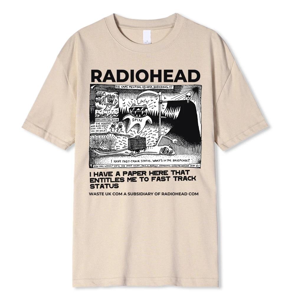 Radiohead T Shirt Men Vintage Classic Tees 100% Cotton Men's Clothing for Summer Hip Hop T Shirt Fashion Trend T-Shirt
