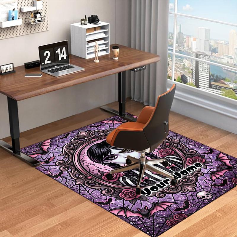 1PC Custom Name Gothic Portrait With Roses Theme Floor Mat Ideal for Living Room, Game Rooms, Office, Bedroom,Floor Mat Playful Design205