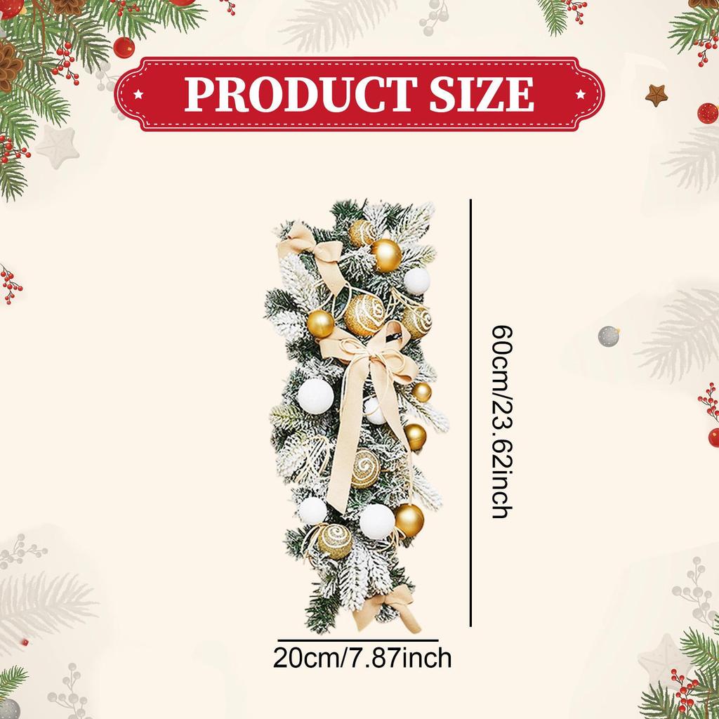 Light Up Christmas Stair Swag Artificial Wreath, Decoration, Stairway for Party
