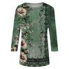 Women's Casual Round Neck Three Quarter Sleeve Floral Print Top Lightweight Soft Fabric Comfortable Fit