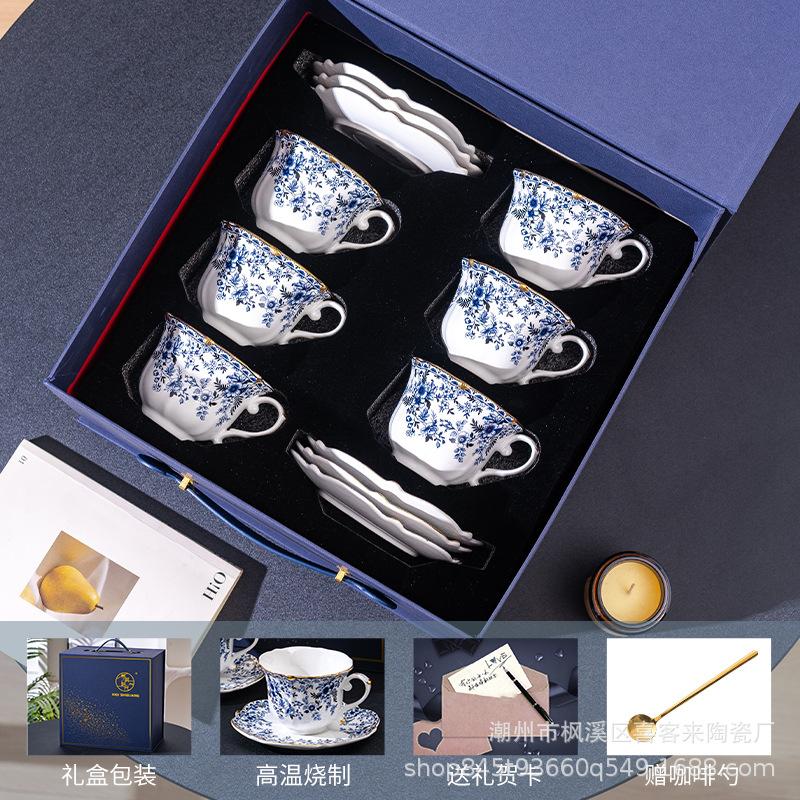 

Синий Любовь Цветок Костяной Фарфор Кофейная Чашка Блюдце Высококлассная Изысканная Керамическая Кофейная Чашка Женский Английский Послеобеденный Чай Чайный Сервиз 280ML