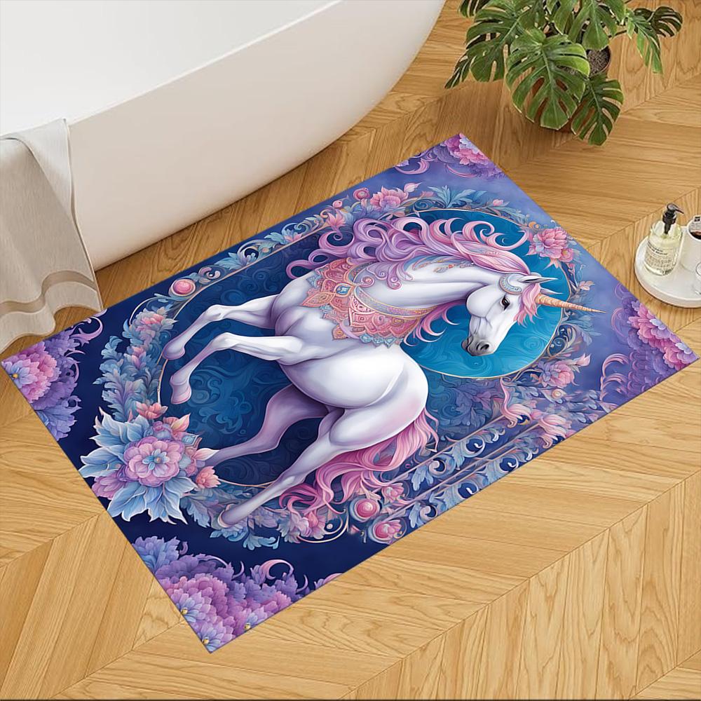 Moonlit Unicorn In Enchanted Forest Non-Slip Home Carpet Design for Office Decor Living Room Bedroom Gift