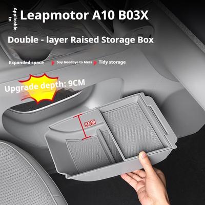 Für Leapmotor B03X A10 Auto Doppellagige Erhöhte Aufbewahrungsbox Unter der Mittelkonsolen-Armlehnenbox Doppelschichtige Aufbewahrungsbox