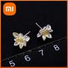 Huitan Silver Color Flower Stud Earrings Female Daily Wearable Accessories Delicate Elegant Jewelry for Engagement Ceremony