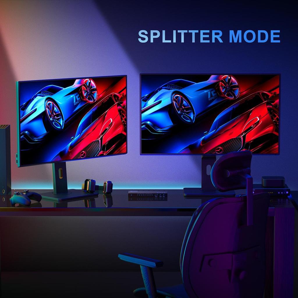 PORTTA 4K 60Hz HDMI Matrix 4x2 4 Input 2 Output Switch Splitter with Toslink Audio Extractor ARC 16 Different EDID Modes 4K Downscale IR Remote