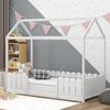 Single Bed Sturdy Construction High Stability Fence Design Mildew-proof Good Load-bearing Anti-fall Smooth Surface Frame Wooden Bedstead Bedroom