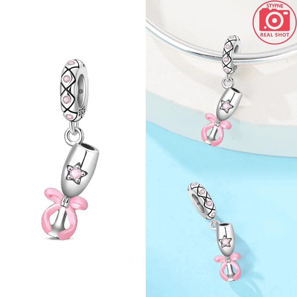 Purple Heart Wings Pink Bow Pendant Tie Love Cupid Originalcopper Beads Fit Bracelet Women Jewelry Diy Accessory Fine Gift