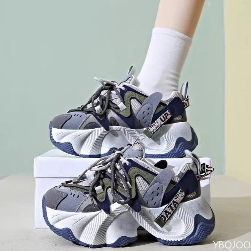 Fashion European and American New Single Shoe Round Toe Shallow Mouth Sports Women's Casual Sports Vulcanized Shoes Thick Sole Sneakers