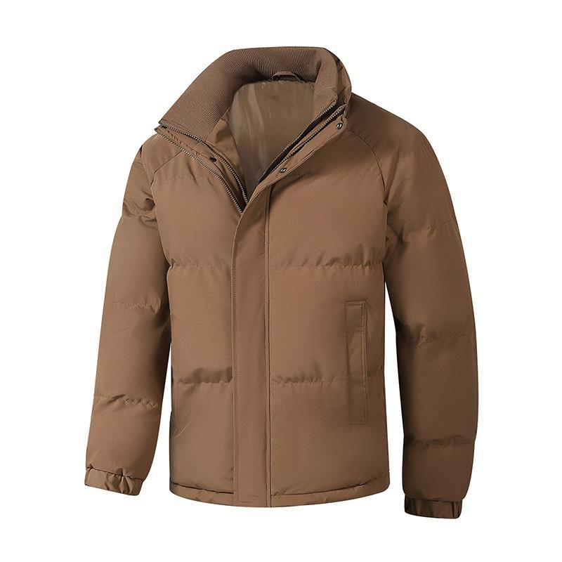 

New Winter Cotton-padded Jacket Men s Casual Couple Fake Two-piece Thickened Cotton-padded Jacket Bread Jacket Stand-up Collar Jacket 3XL кавовий