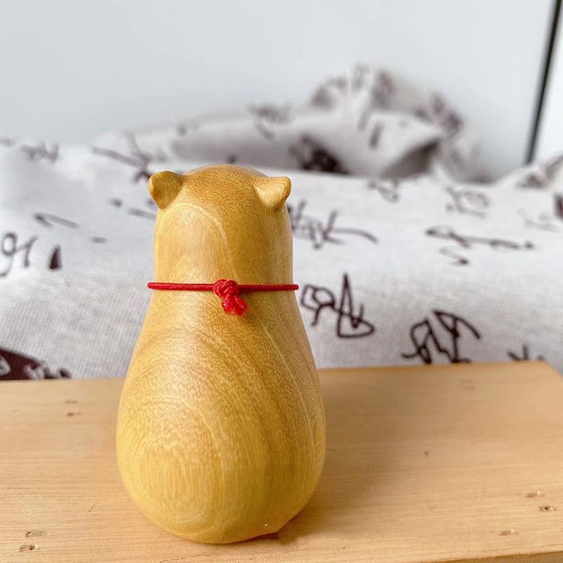 Wood Carving Capybara Cute Animal Sculptures and Figurines Home Room Office Car Figurine Decoration Small Gift