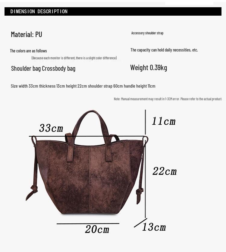 Retro Suede Tote Bag: Women's Large-Capacity Shoulder & Underarm Handbag In Lazy, Versatile Style