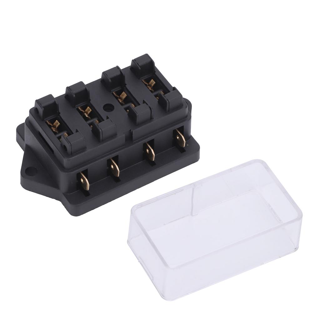4 Way Blade Fuse Holder Box Waterproof with 4pcs Fuse for 12V24V Auto Car Marine Boat