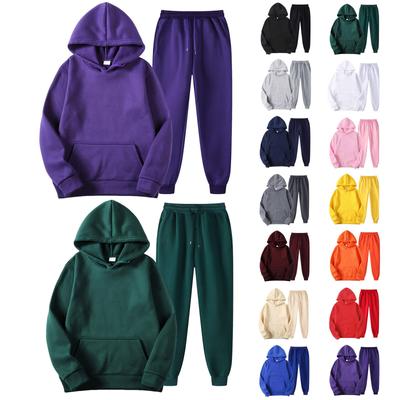 Mens Hooded Sports Tracksuit Unisex Two-Piece Running Outfits Long Sleeve Pullover Hoodies Sweatshirt+Sweatpants Set