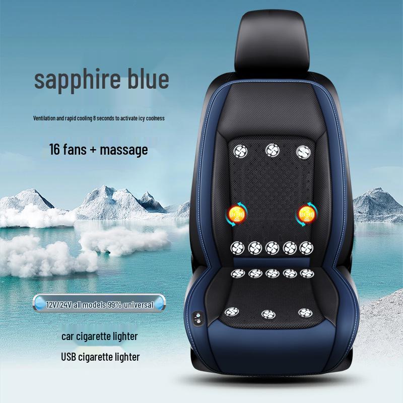 

Охлаждающая массажная подушка для сиденья автомобиля и грузовика 12В/24В – Вентилируемая подкладка из ледяного шелка с вентилятором для летнего комфорта 12V - Cigarette Lighter - USB Port on Seat