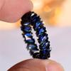 Luxury Cute Female Blue Zircon Stone Ring Vintage Fashion Black Gold Color Wedding Jewelry For Women