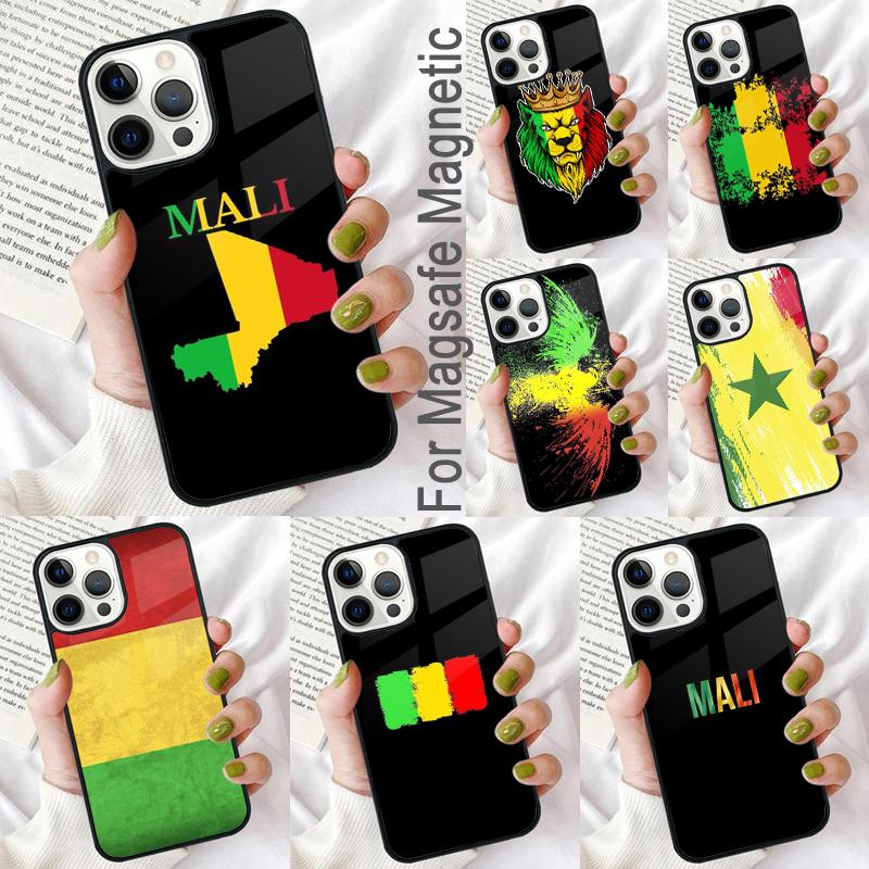 Mali Flag Soft Phone Case for iPhone 17 Air 16e Pro max 15 Pro 13 14 Plus 11 12 MagSafe Magnetic Coque