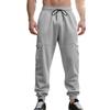 Men's Gray Cargo Sweatpants Elastic Waist Loose Fit Joggers with Side Pockets