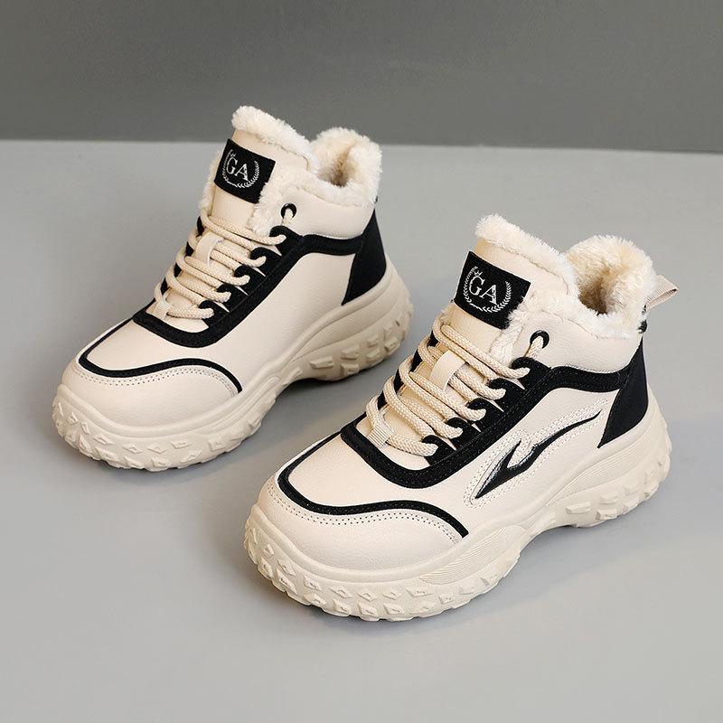 Q3301 New Winter Cotton Shoes Platform Women's Shoes Color Matching Warm High-top Velvet Heightening Student Cotton Shoes