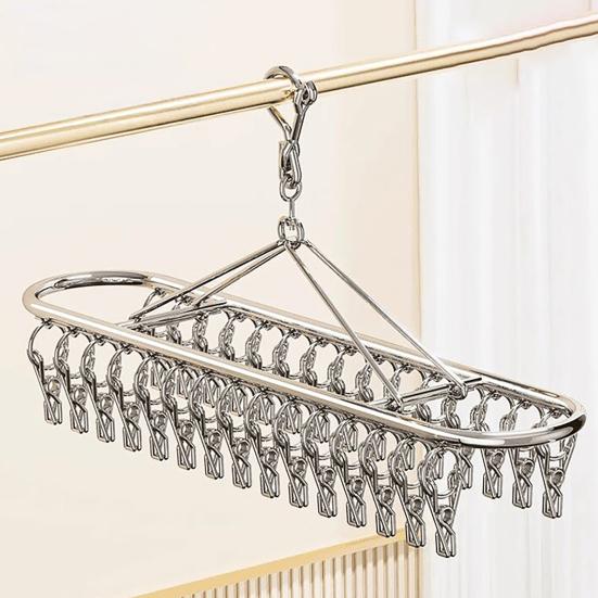 Clothes Drying Rack with Clip Strong Clamps No Rust Dryer Durable Stainless Steel Hanger for Socks And Underwear